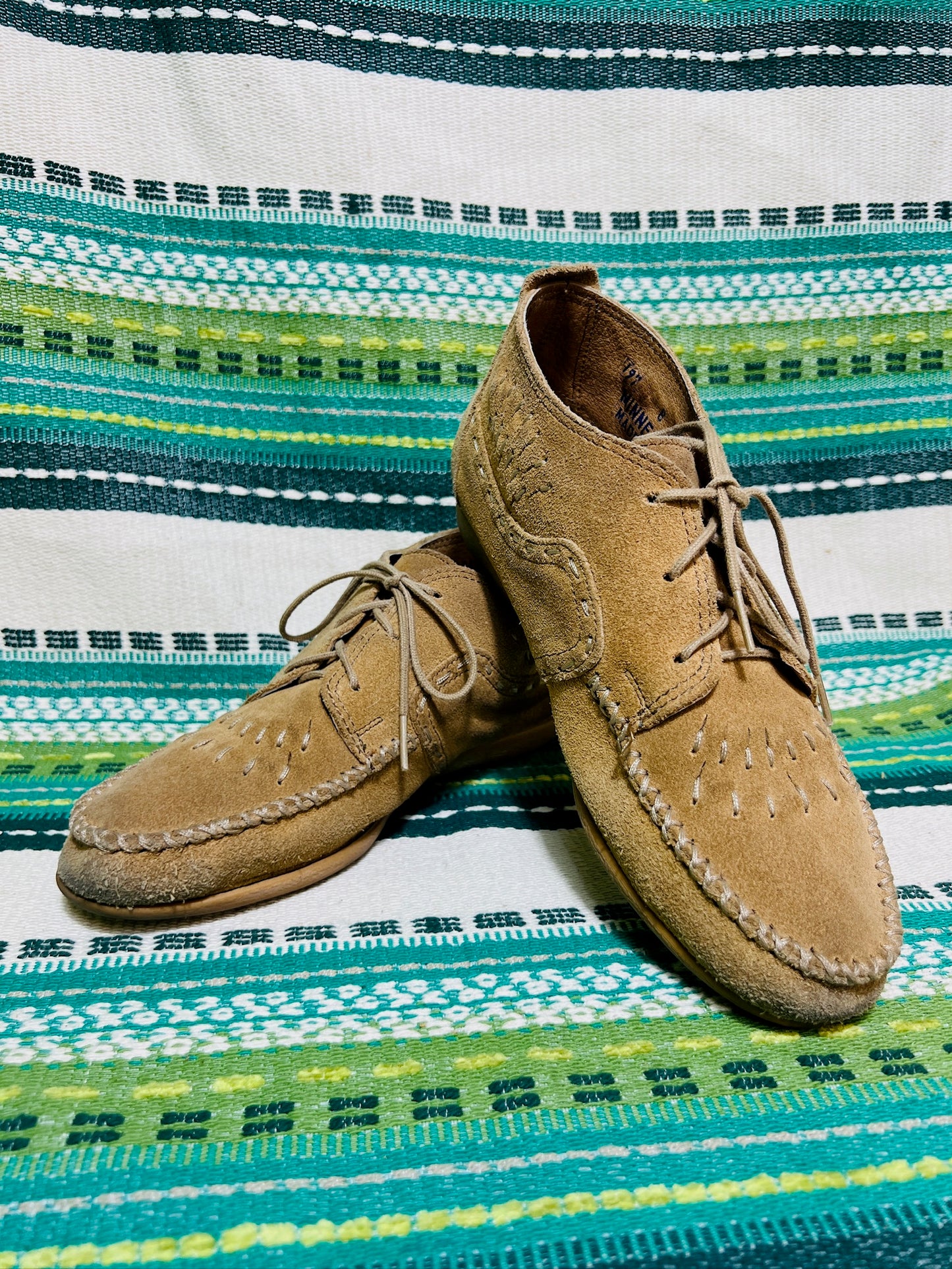 Vintage 1980s Tan Suede Minnetonka Moccasins