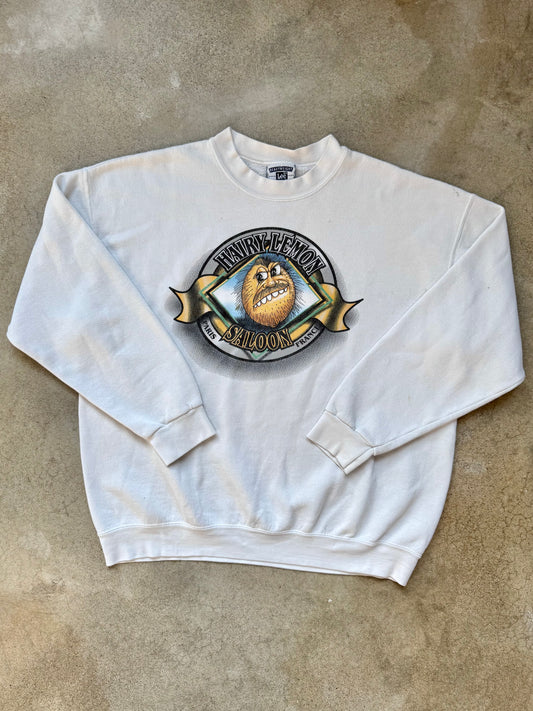 Vintage 1990s Hairy Lemon Saloon Paris Crewneck Sweatshirt | XL