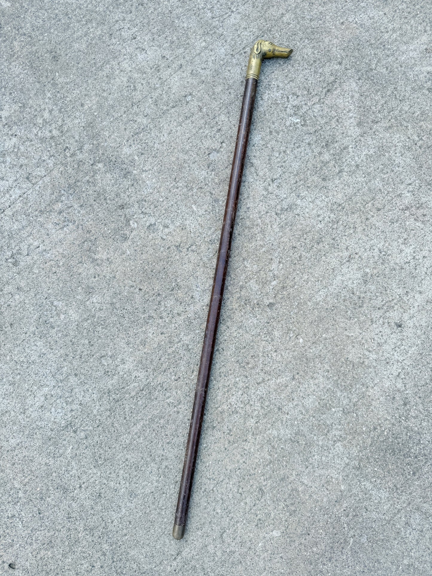Vintage Wood & Solid Brass Greyhound Head Walking Stick