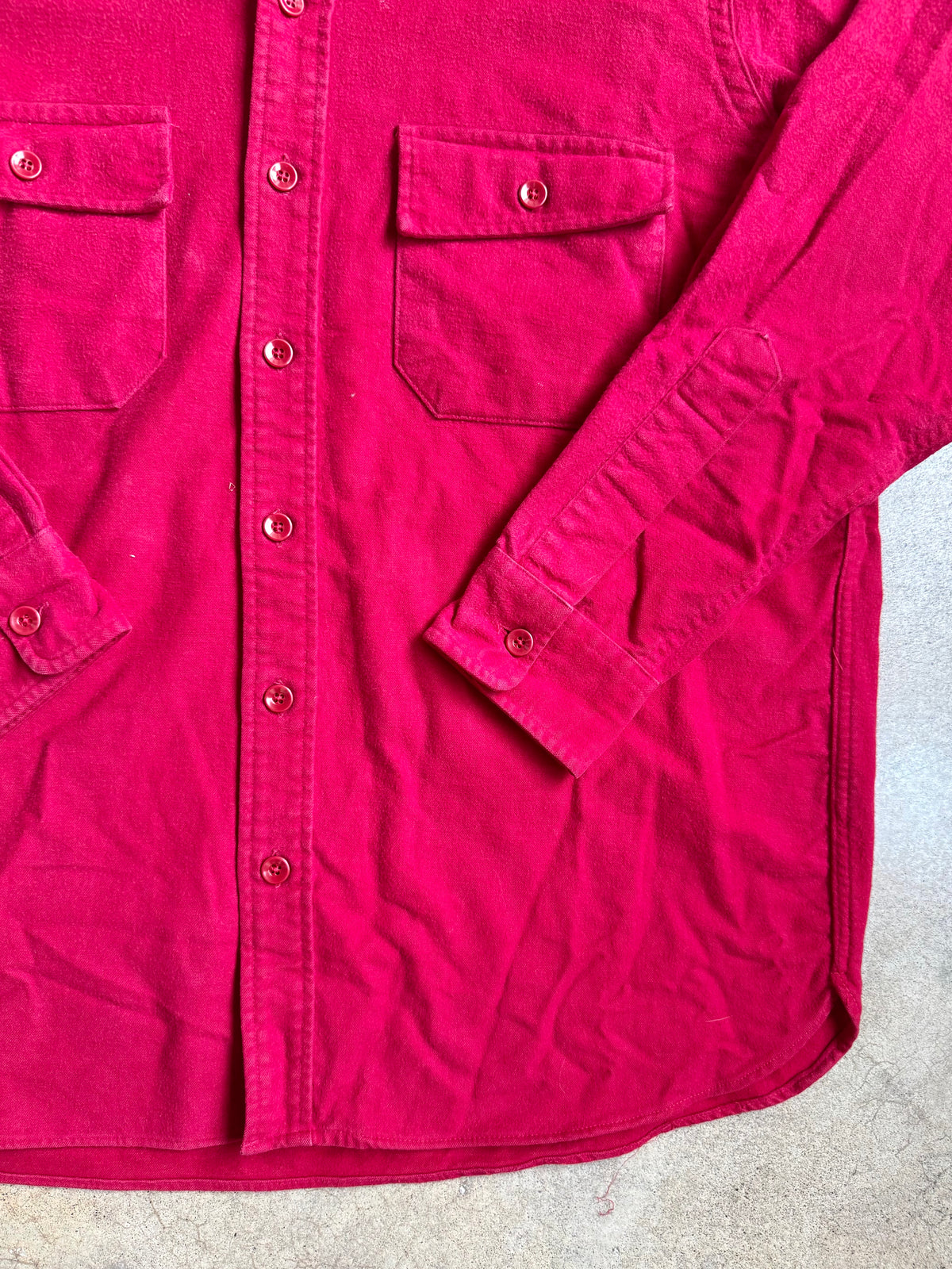 Vintage 1980s L.L. Bean Red Cotton Chamois Cloth Shirt | Large