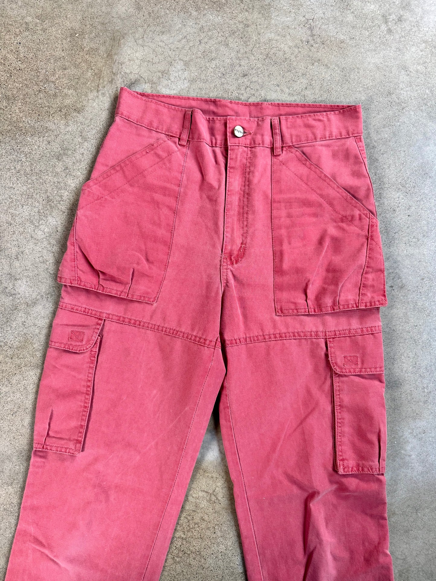 Vintage 1980s WinFox Paris Coral Red High-Waisted Cargo Pants | Waist 30”