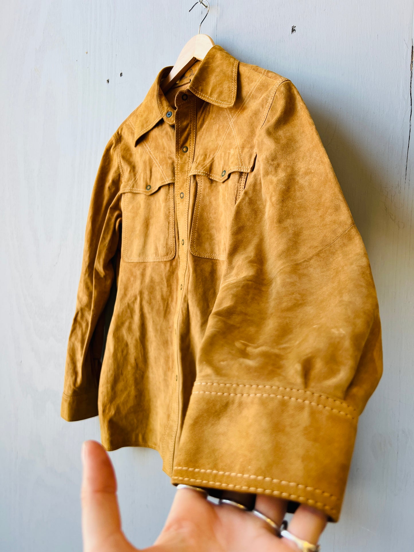 Vintage 1970’s MacDouglas Paris Suede Leather Button Down Shirt