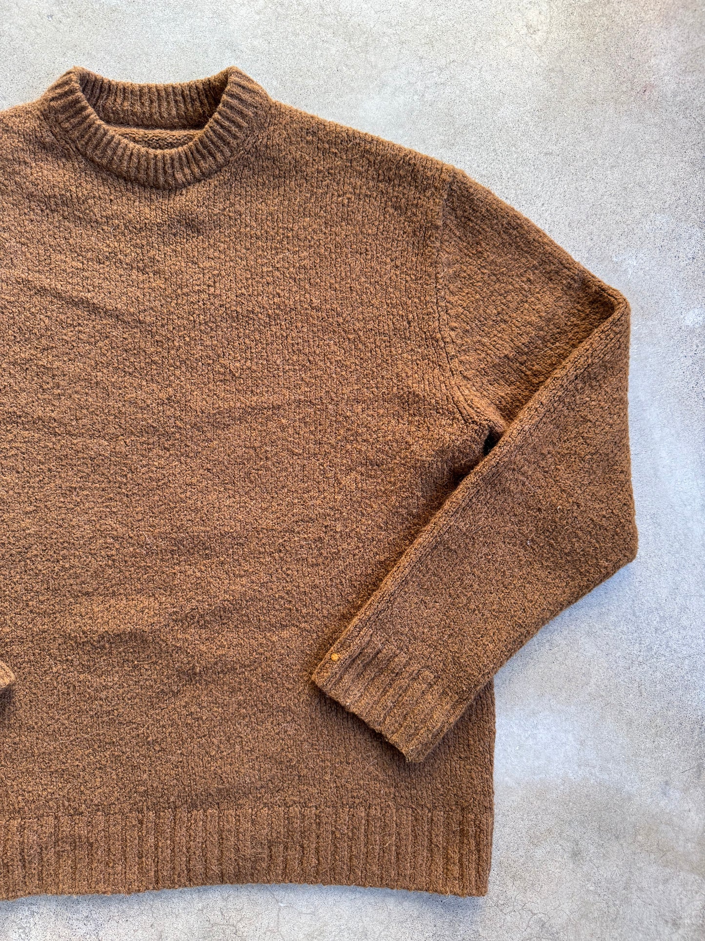 Vintage 1980s Brown Wool Knit Crewneck Sweater | Large