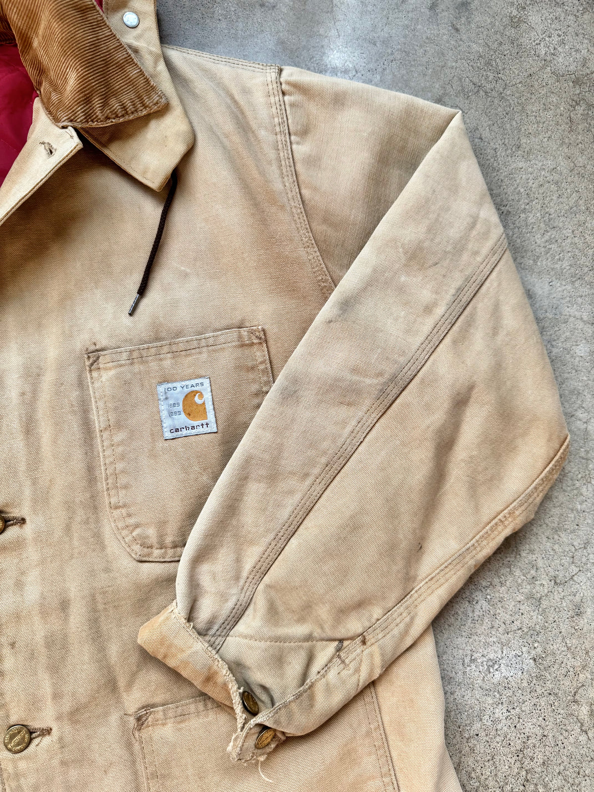 Vintage 1989 Carhartt “100 Years” Insulated Duck Canvas Hooded Chore Coat | Large
