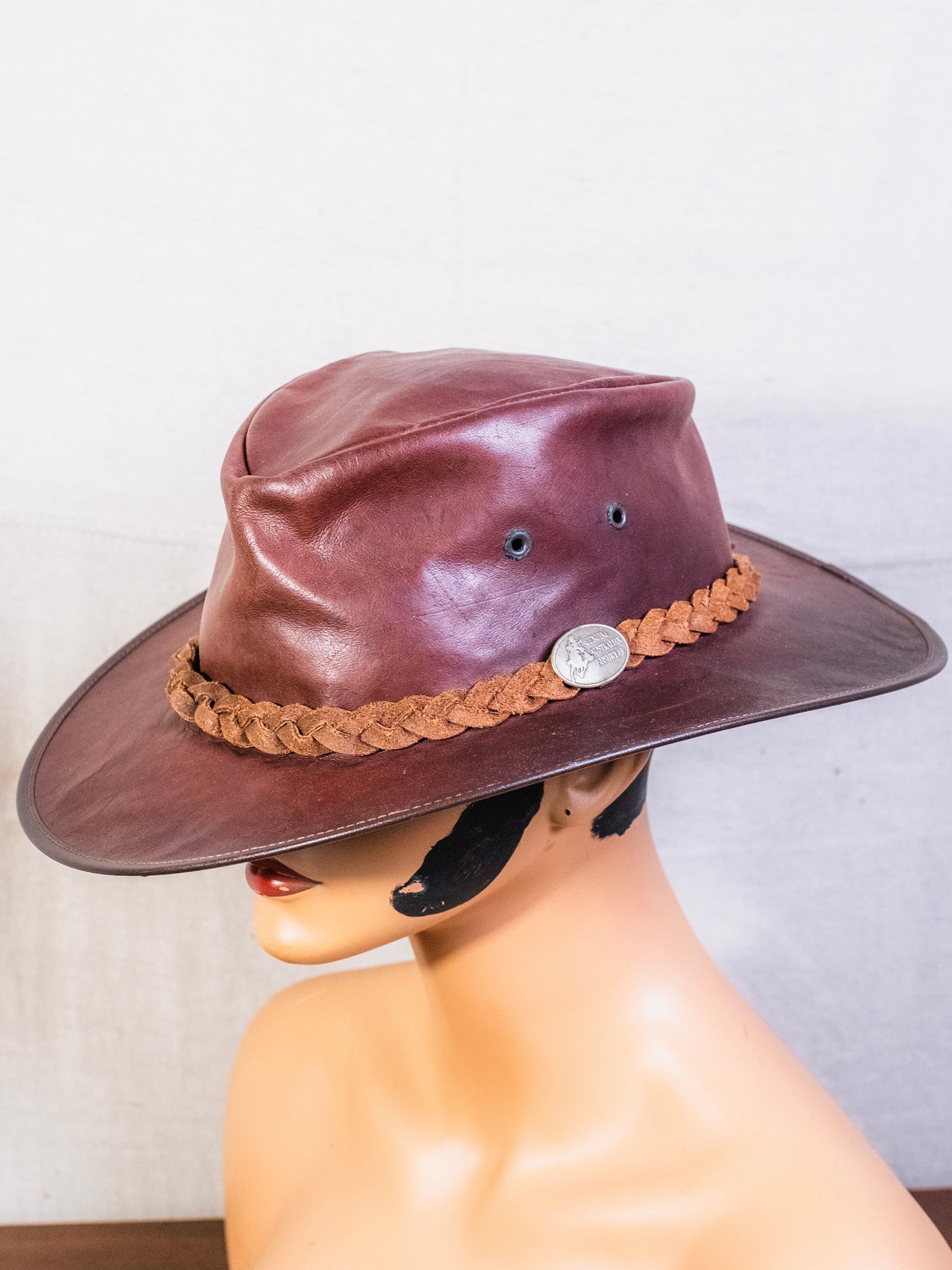 Vintage 1990s Australian Bushwear Brown Leather Hat