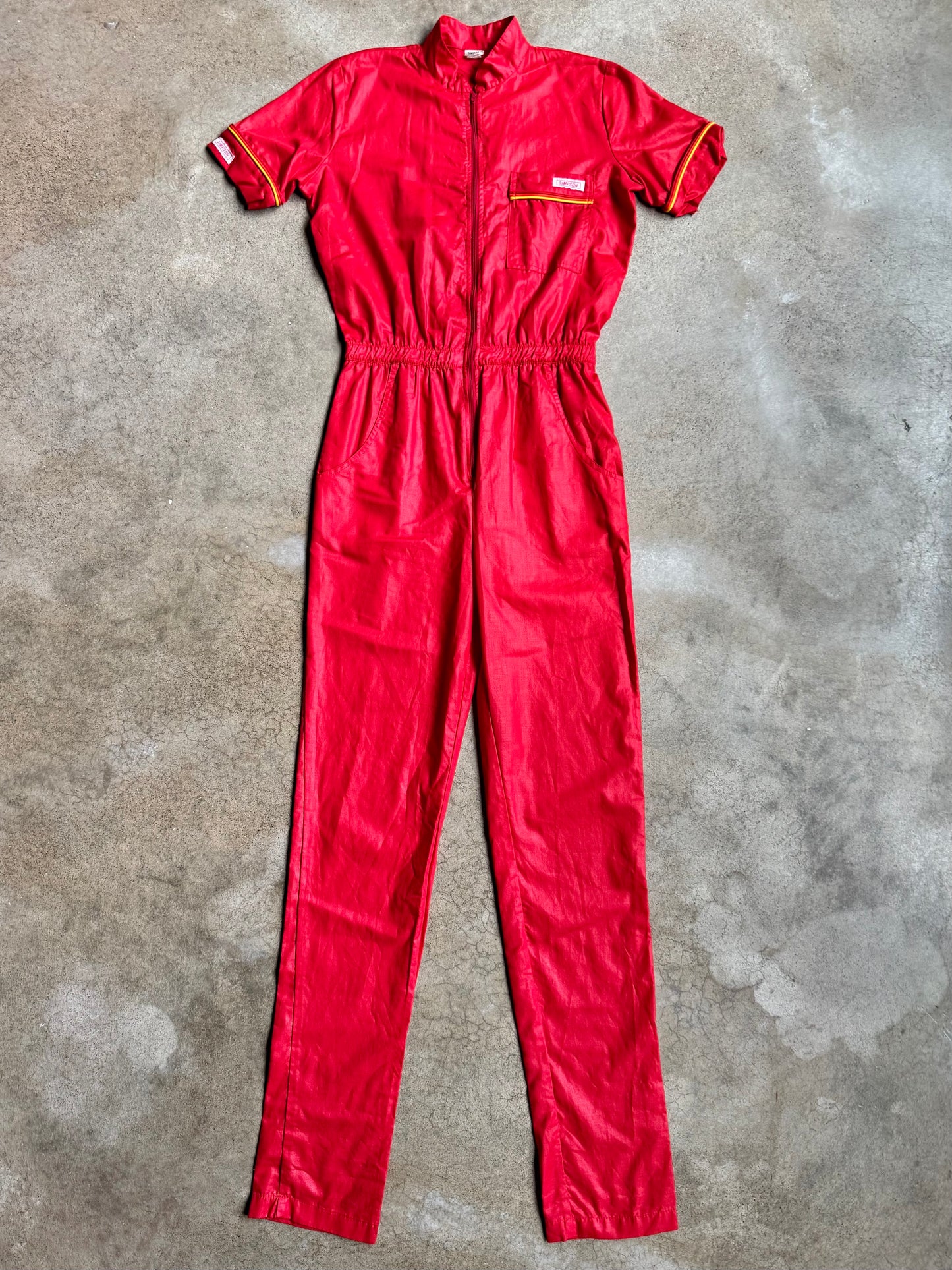 Vintage 1970s Simpson Racing Red Short Sleeve Jumpsuit | XS/S