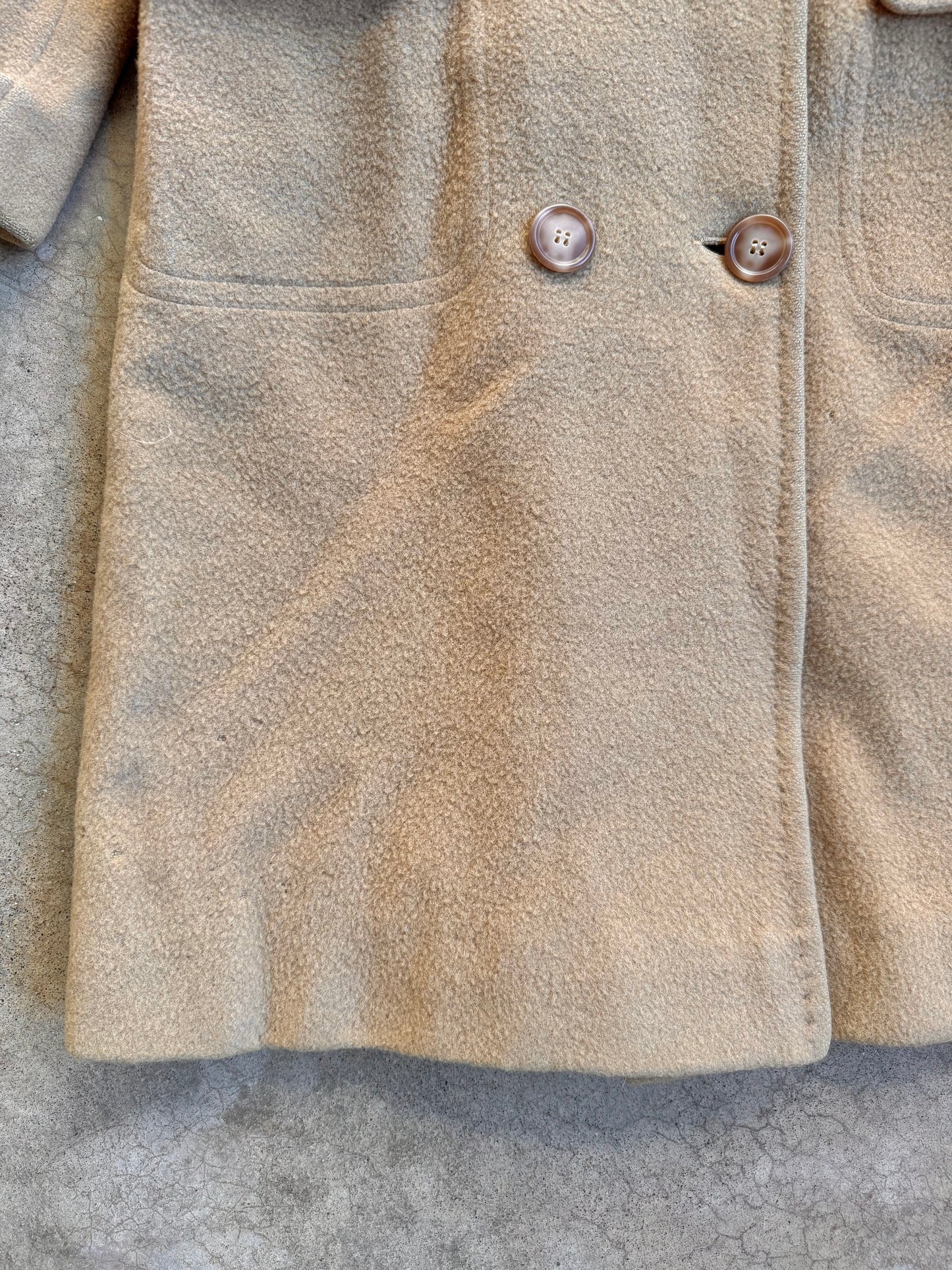 Vintage 1960s Tan Camel Hair Wool Trench Coat | Small