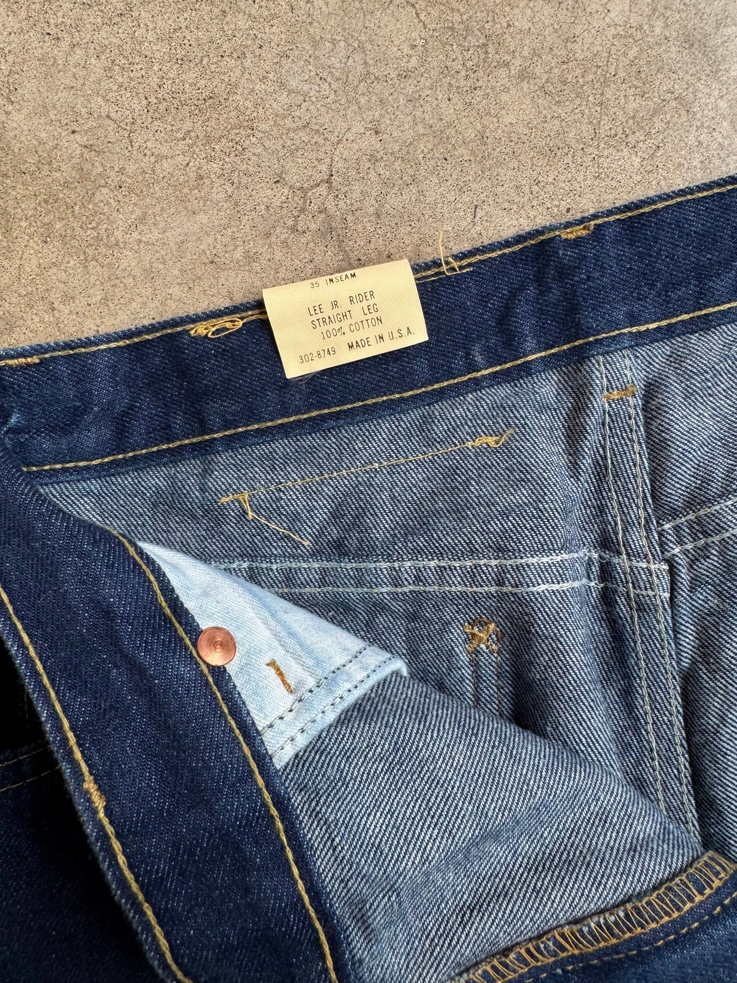 Vintage 1980s Lee Jr. Rider Deadstock Dark Wash Straight-Leg Jeans | Waist 29”