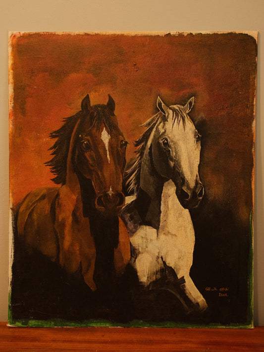 Vintage Horse Oil Painting | Canvas Board