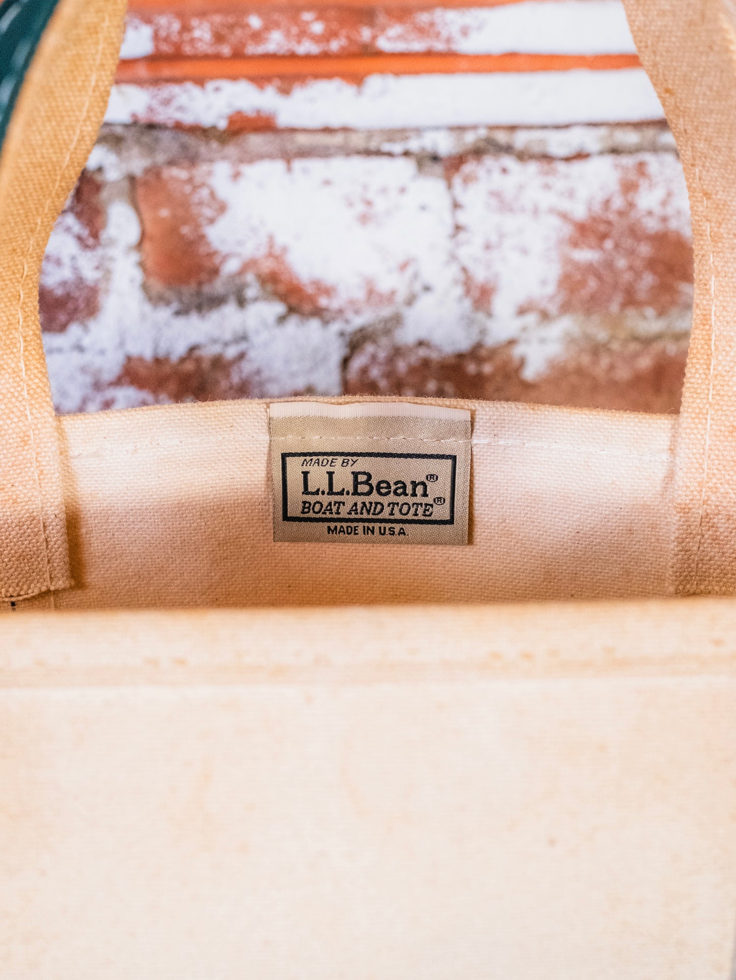 Vintage 1990s L.L. Bean Green Trim Canvas Boat & Tote Bag