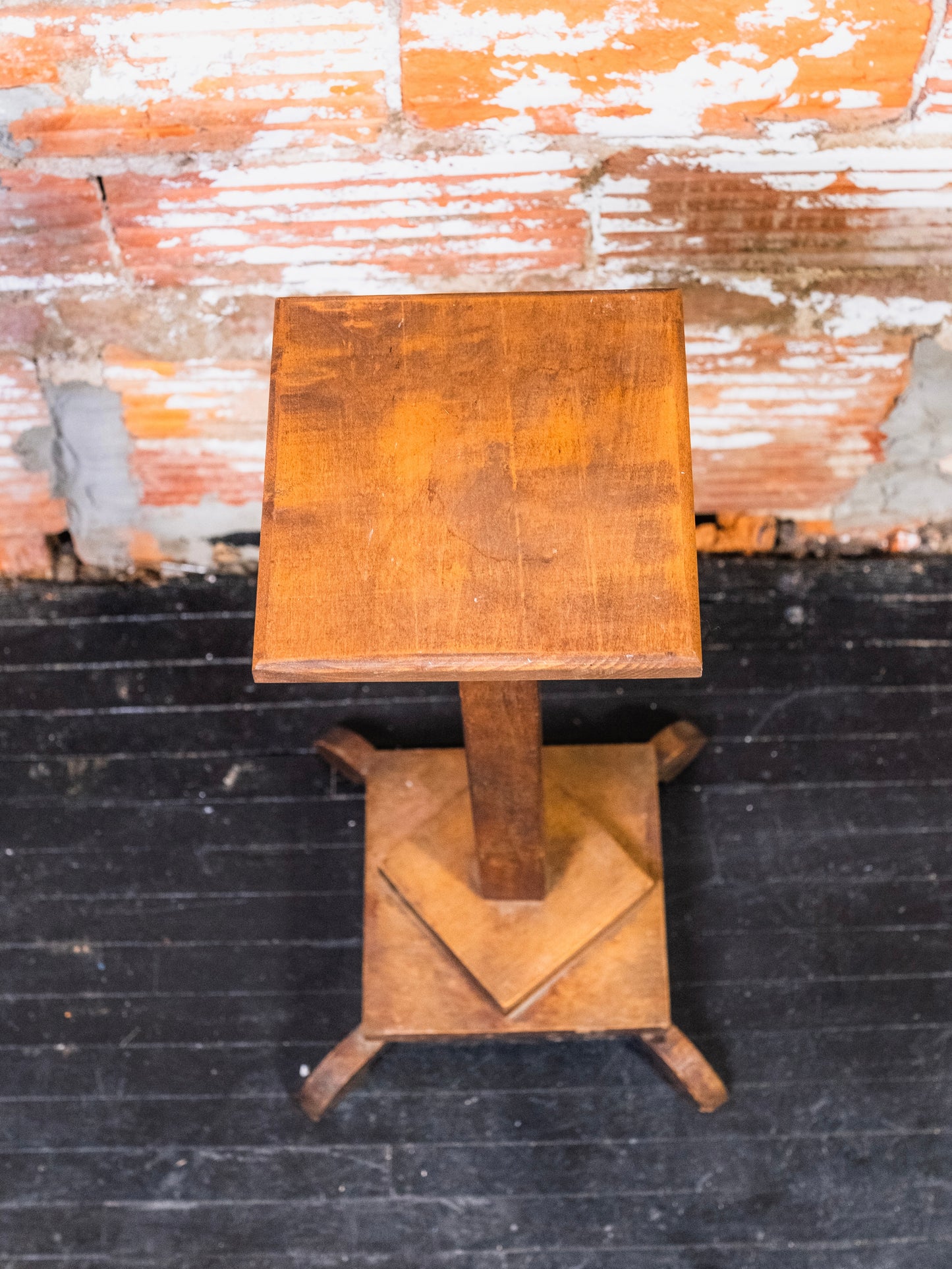 Vintage Mission Style Wooden Pedestal Plant Stand