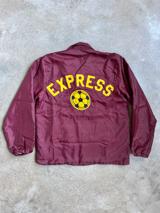 Vintage 1980s Burgundy Express Soccer Patch Windbreaker Jacket | Medium