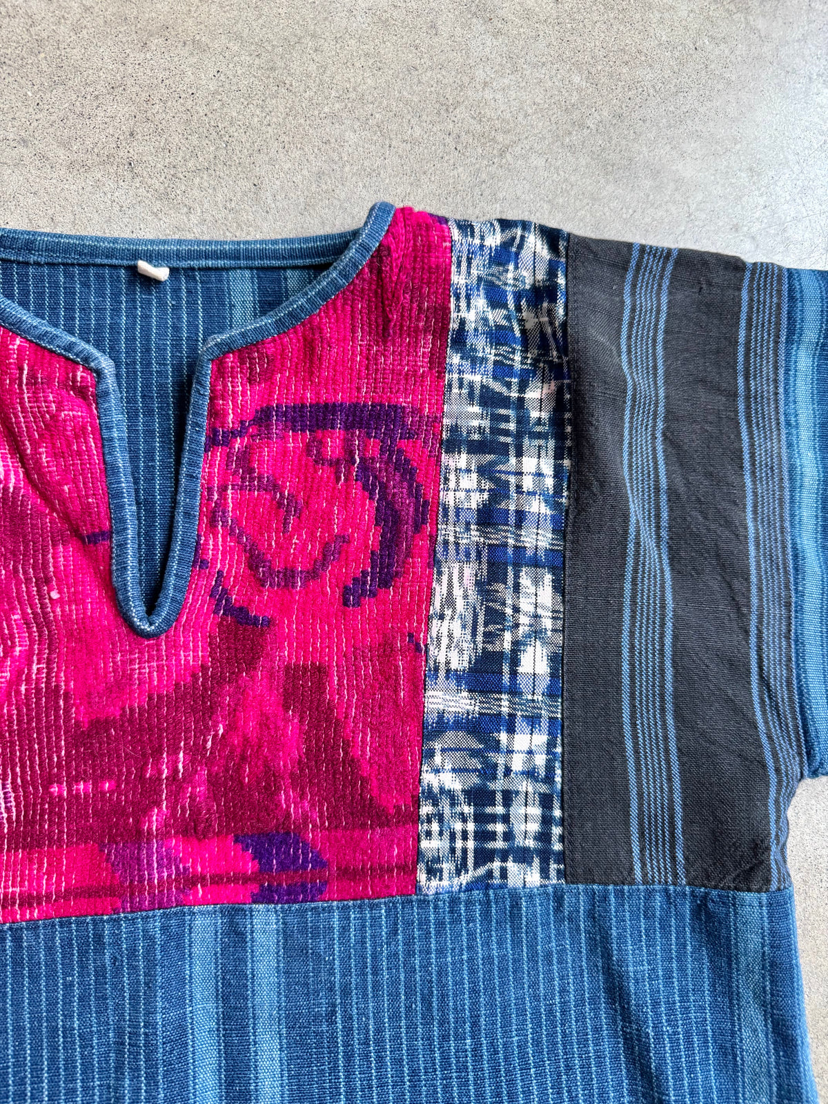 Vintage Guatemalan Woven Cotton Patchwork Tunic Folk Shirt | Medium