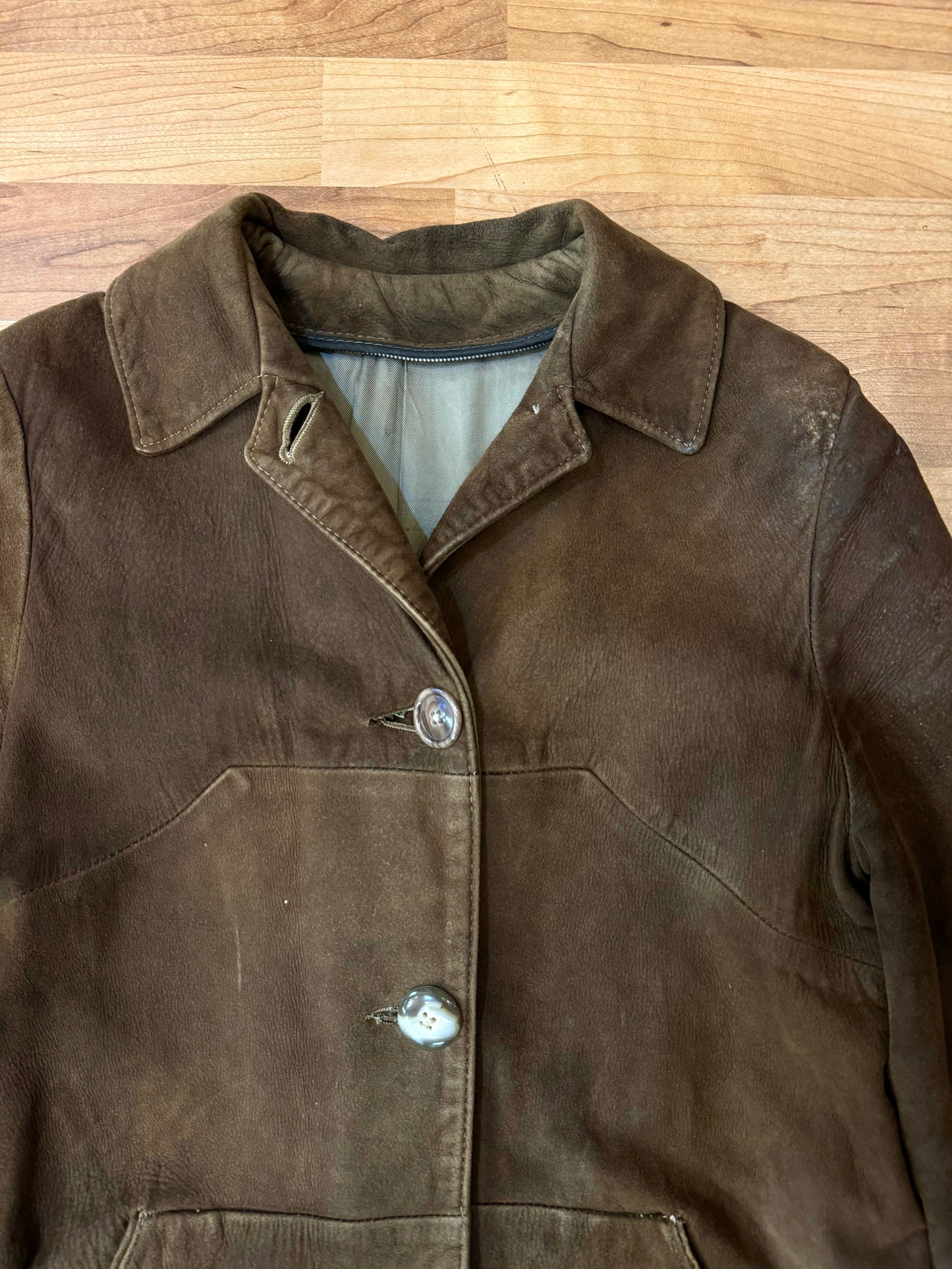 Vintage 1960s Brown Suede Farm Chore Coat | S/M