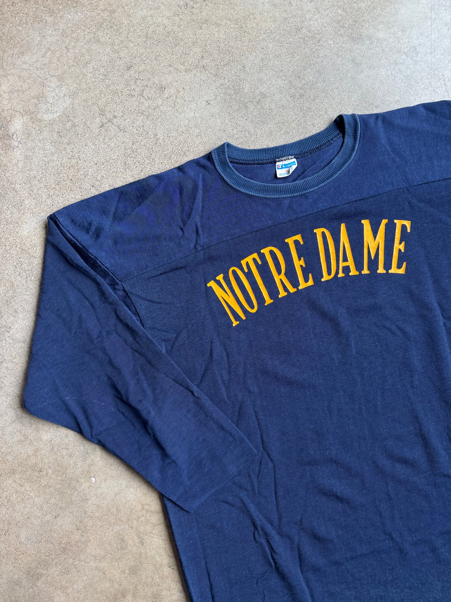 Vintage 1980s Champion Notre Dame Athletic Football Tee | XL