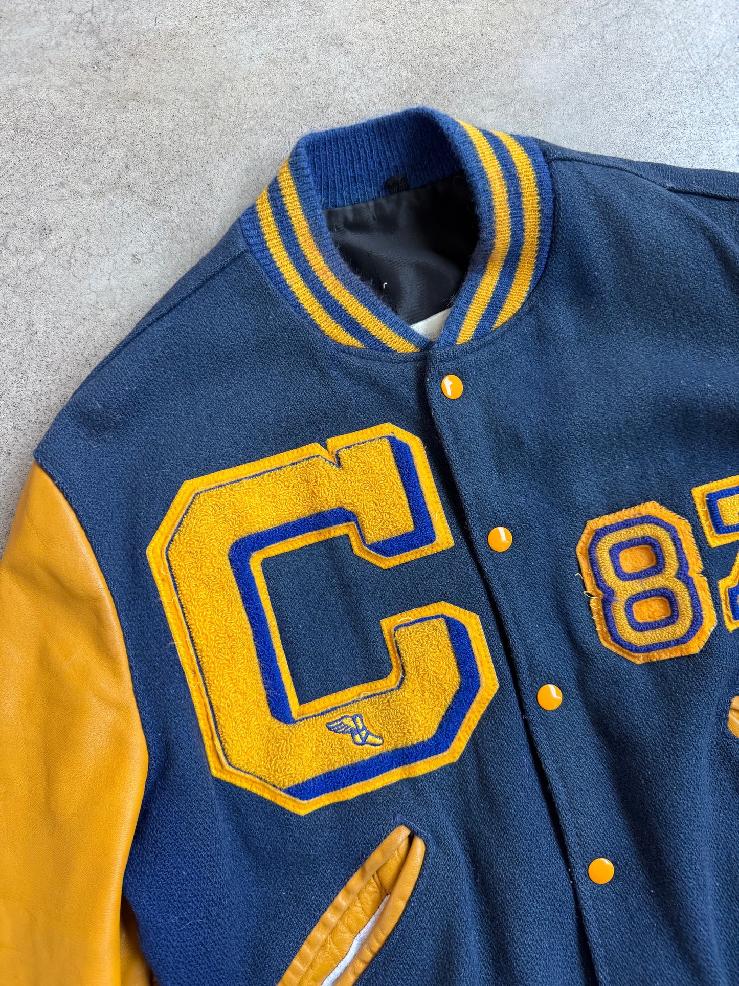Vintage 1980s Clyde High School Varsity Letterman Jacket | Large