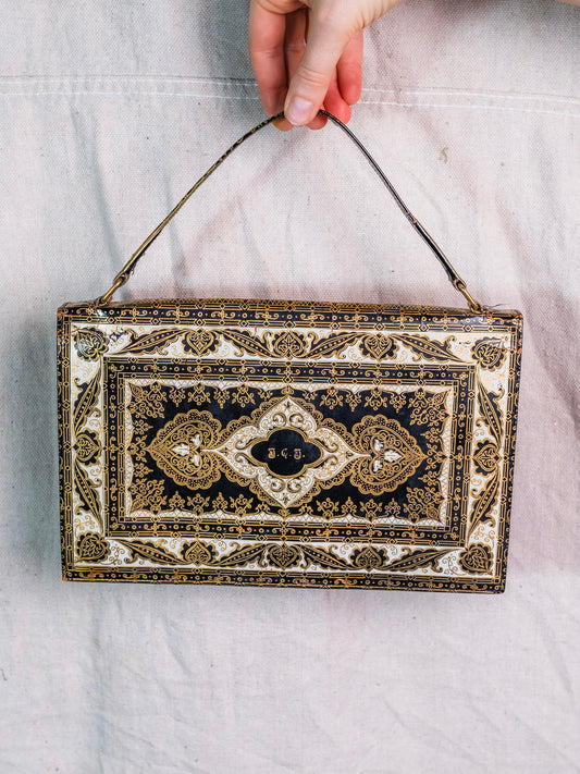 Vintage 1940s/50s Florentine Gold Embossed Monogrammed Handbag