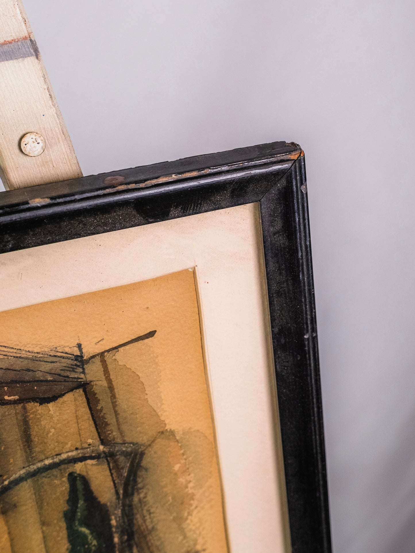 Vintage 1930s Framed & Signed Elof Wedin "Dark Room" Watercolor Art