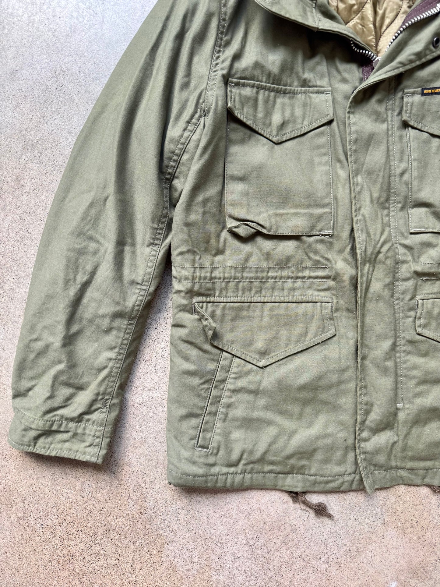 Iron Heart Military-Style Cotton Sateen M-65 Field Jacket w/ Quilted Liner | Medium