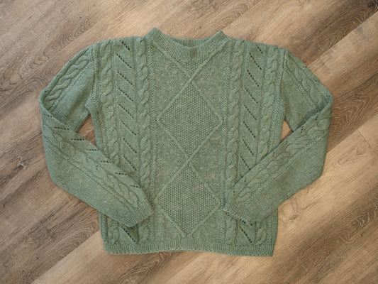 Vintage 1980s Hand-Knit Turquoise Sweater | M/L