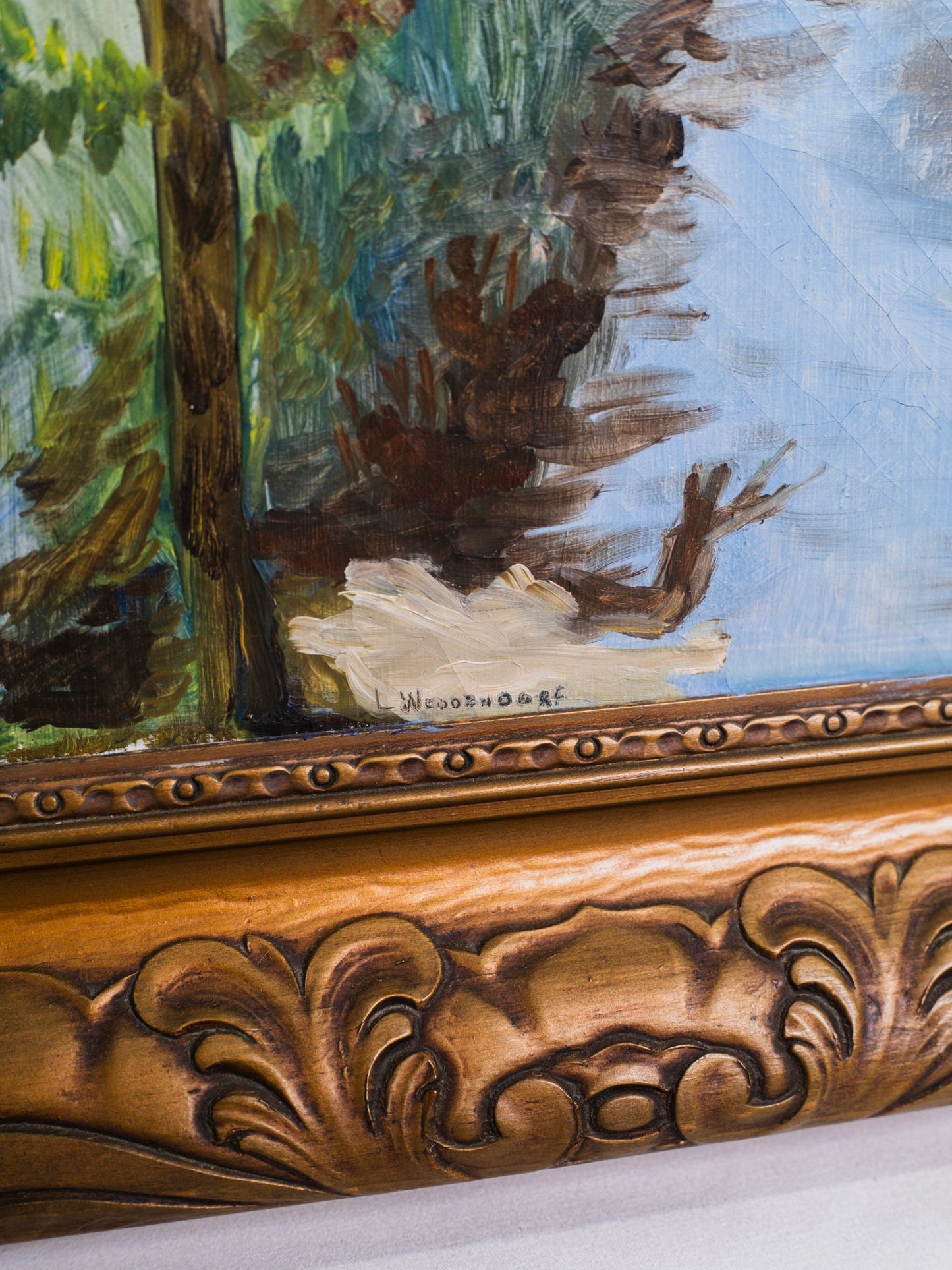 Early 20th Century Framed & Signed Mountain Landscape Oil on Canvas Painting