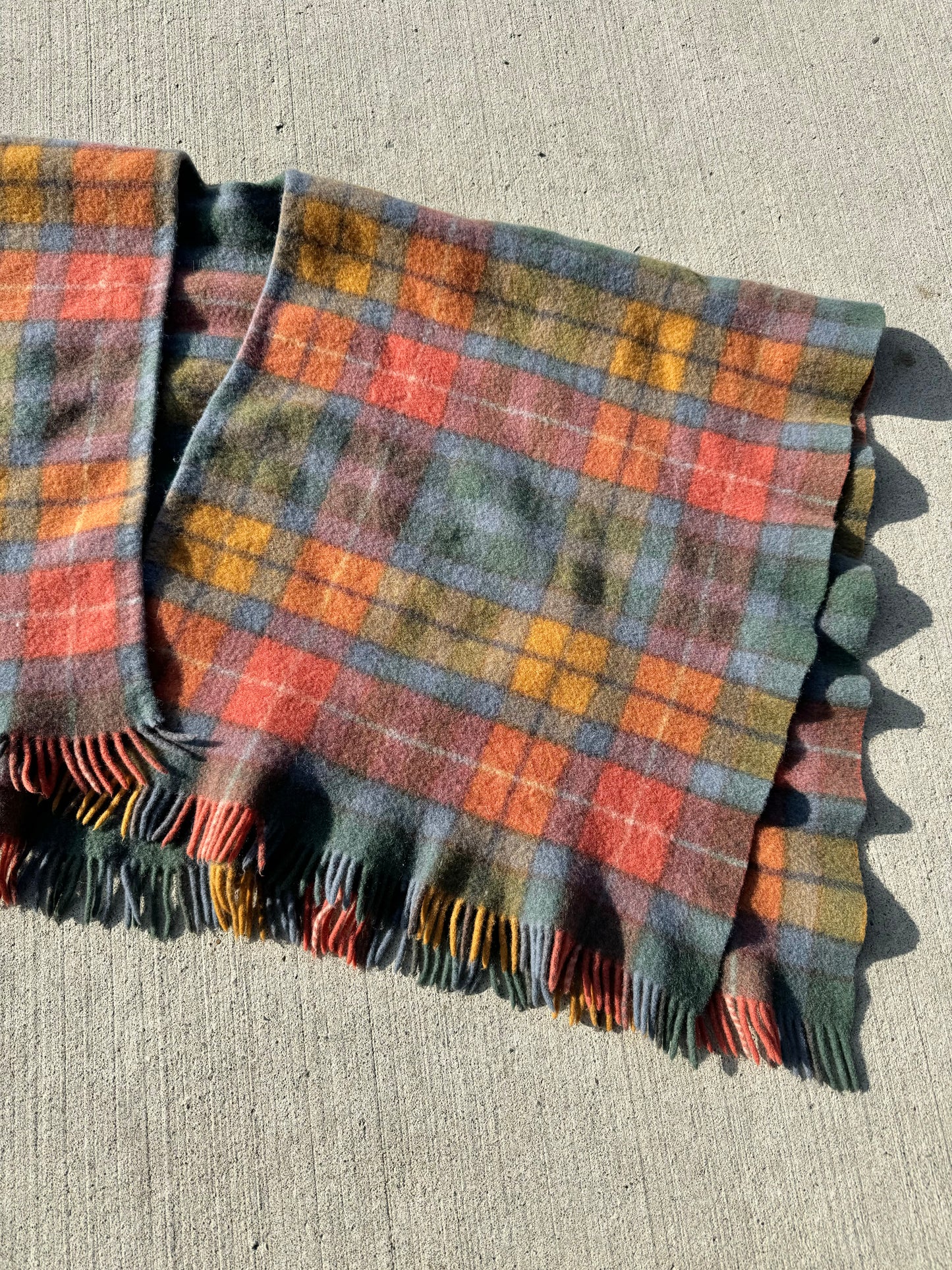 Vintage The Scotch House Plaid Wool Blanket Poncho