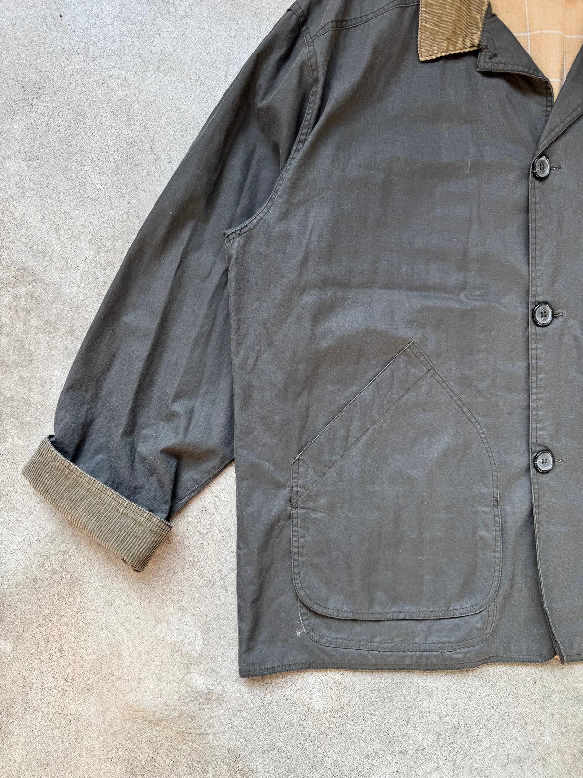 Vintage 1990s J. Crew Canvas Cotton Flannel Lined Chore Coat | XL