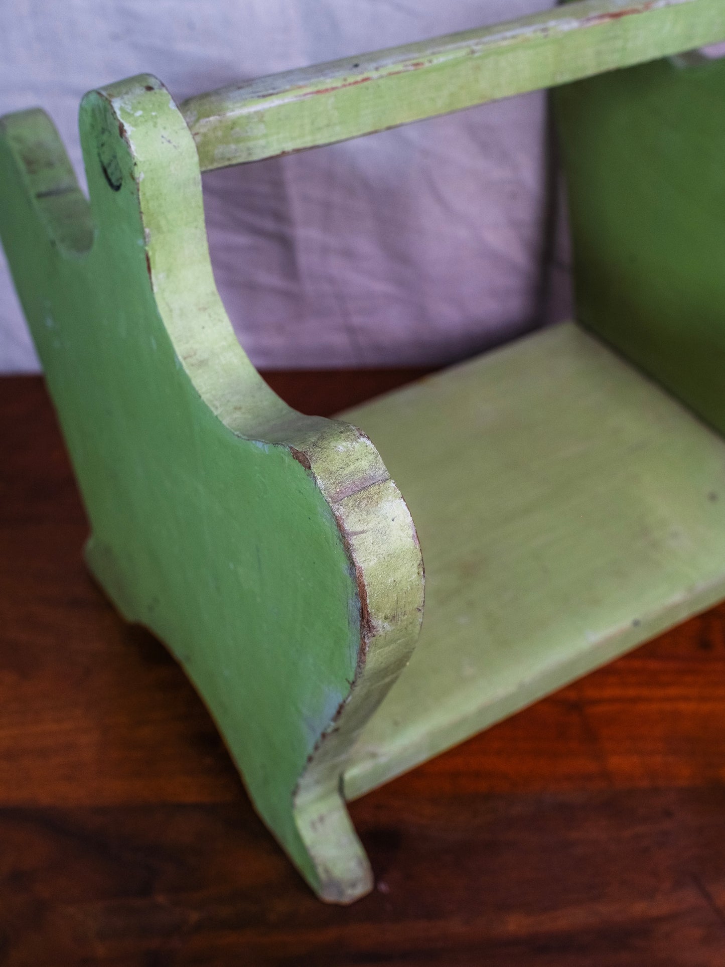 Vintage 1940s Green Wood Firewood Holder