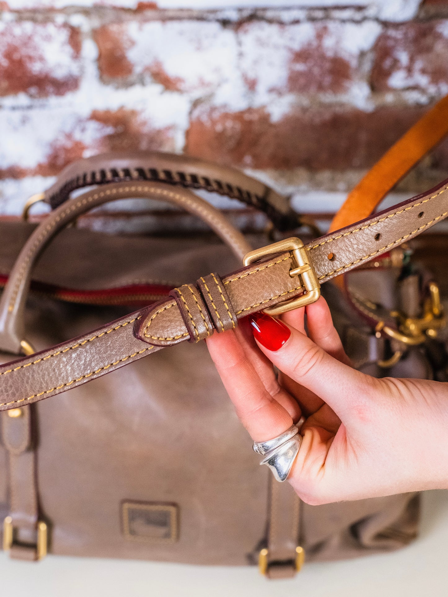Dooney & Bourke Florentine Leather Large Satchel Bag | Charcoal
