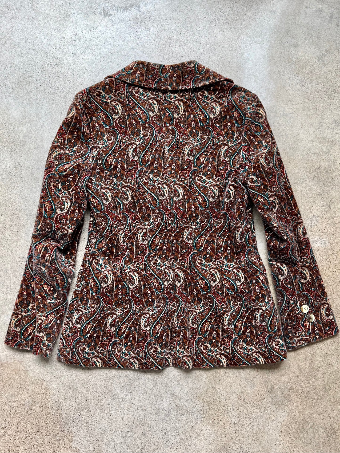 Vintage 1970s Junior House Paisley Cotton Velvet Blazer | Small