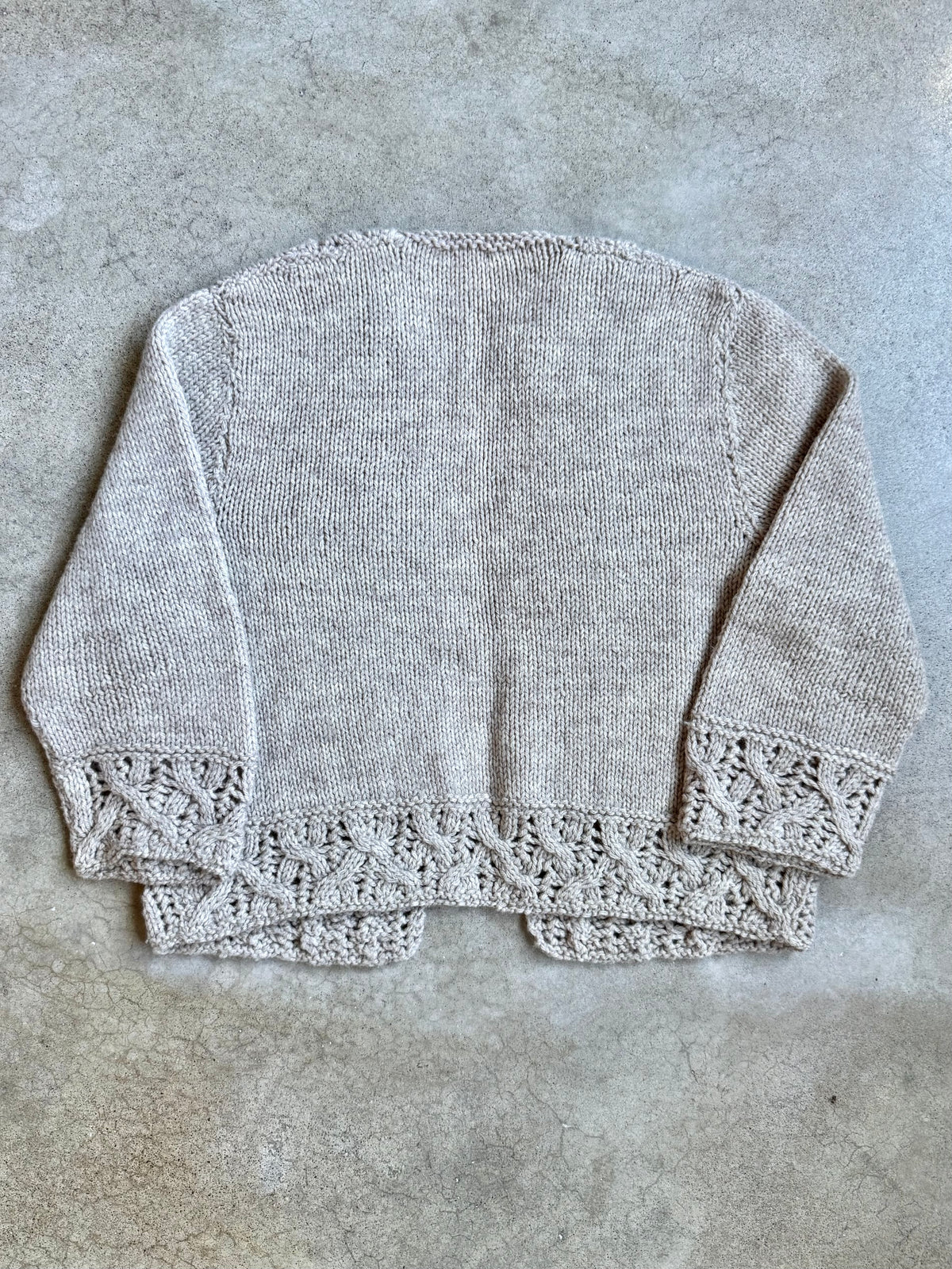 Vintage Handmade Grey Cable Knit Cropped Open Cardigan | S/M