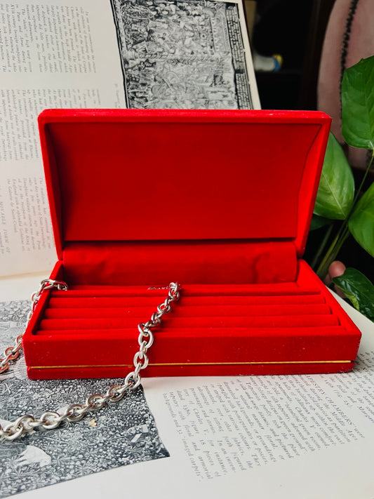 Vintage 1950s/60s Red Velvet Jewelry Box