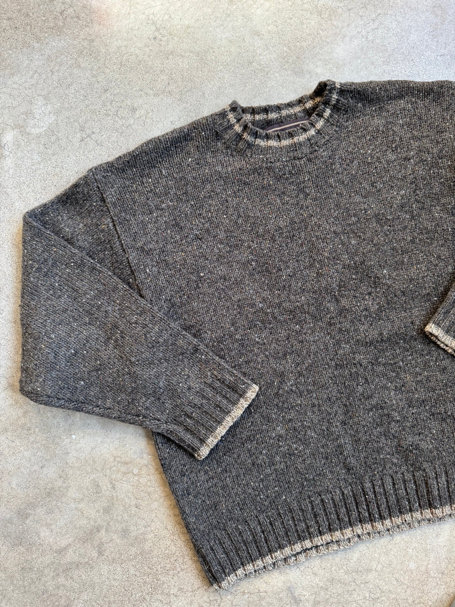 Vintage 1990s Abercrombie & Fitch Speckled Wool Crewneck Sweater | XL