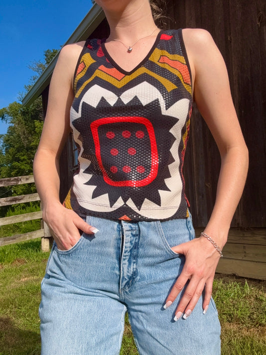 2000s Custo Barcelona Abstract Sequin Tank Top | Small