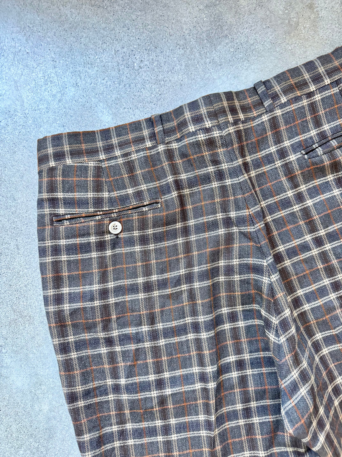 Vintage 1960s The Village Store Brown Plaid Wool-Blend Trousers | Waist 36”