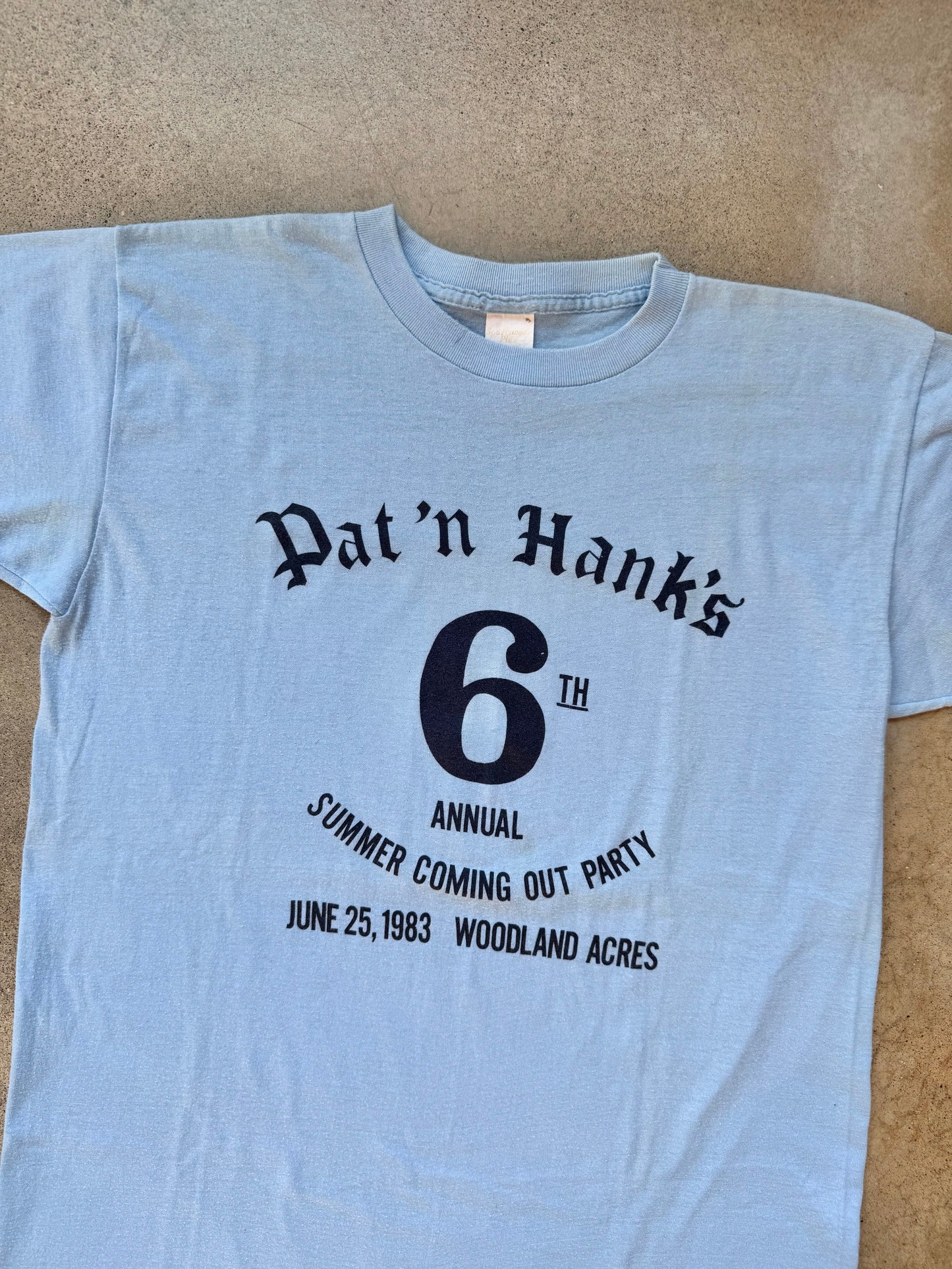 Vintage 1983 “Pat ‘n Hanks 6th Annual Summer Coming Out Party” Graphic Tee | Large
