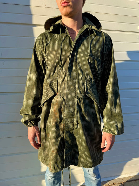 Vintage Military Issue Night Camouflage Hooded Parka | Operation Desert Storm Embroidered Back