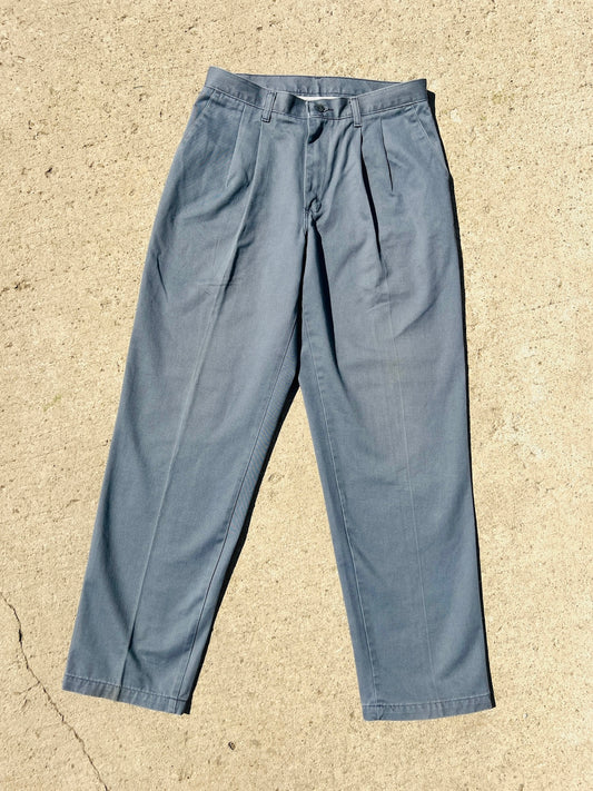 Vintage 1990s Lee Grey Pleated Cotton Trousers | Waist 33”