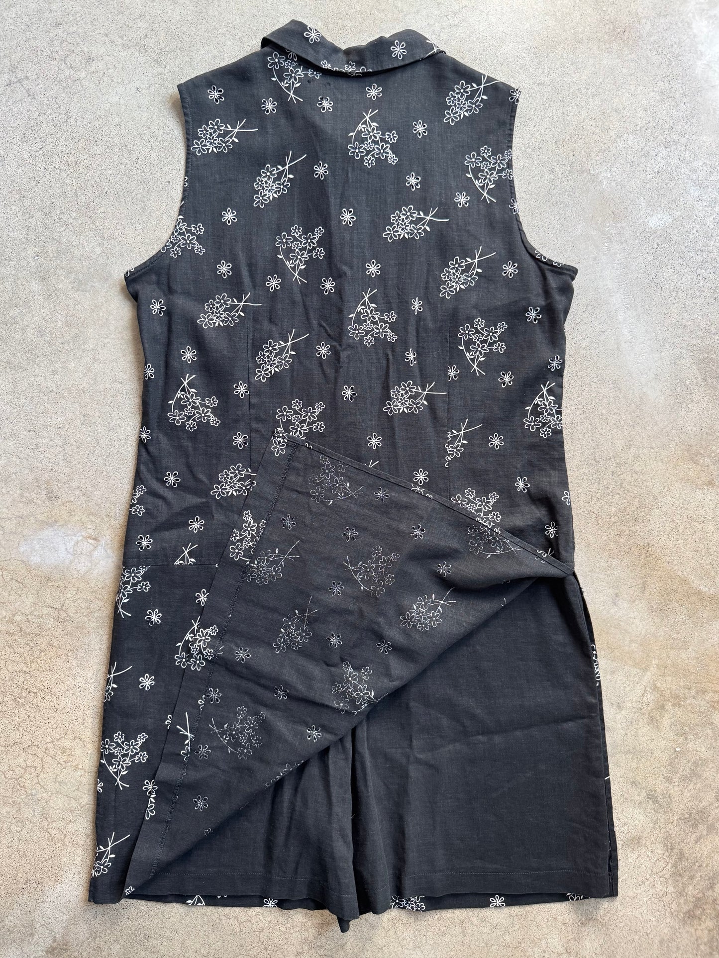 Liz Claiborne Black Floral Button-Front Sleeveless Skort Dress | Large