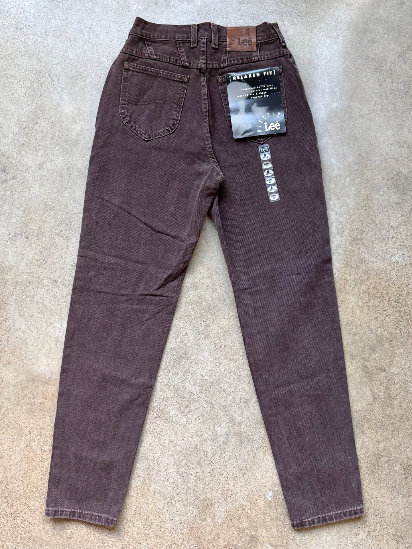 Vintage 1990s Deadstock Lee Riveted Brown High-Waisted Jeans | Waist 26”