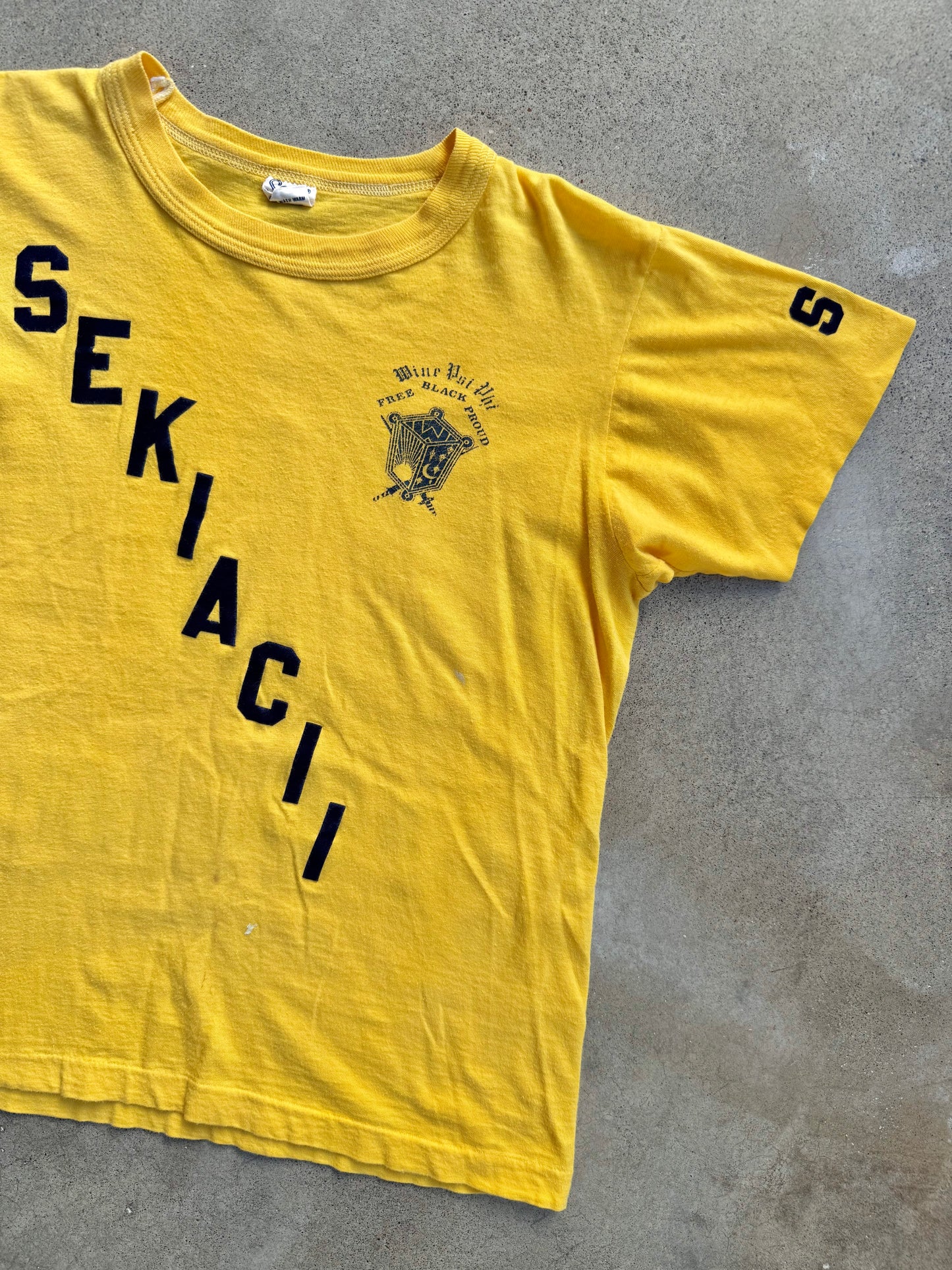 Vintage 1970s Yellow Howard University Wine Psi Phi Sister Tee | Small