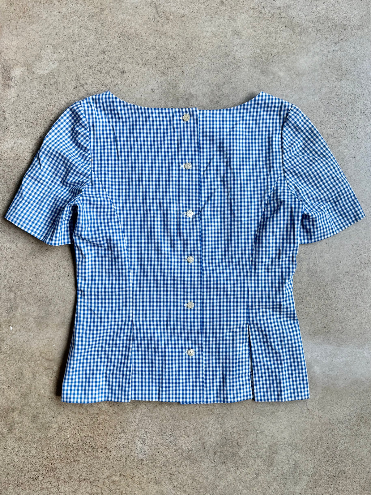 Vintage 1960s Handmade Blue Gingham Two-Piece Skirt Set | XS/S