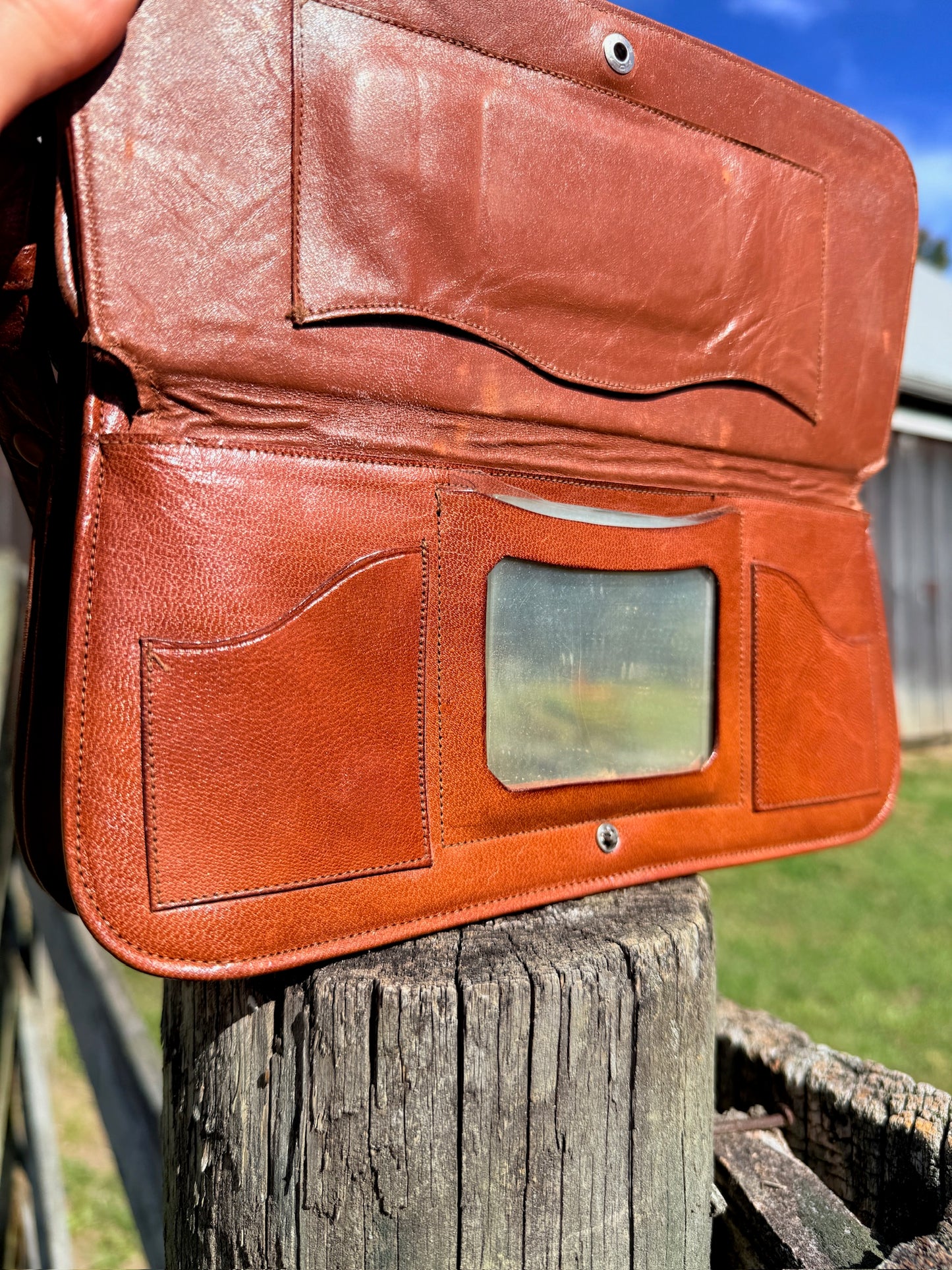 Vintage 1940s Brown Hand-Tooled Floral Leather Handbag