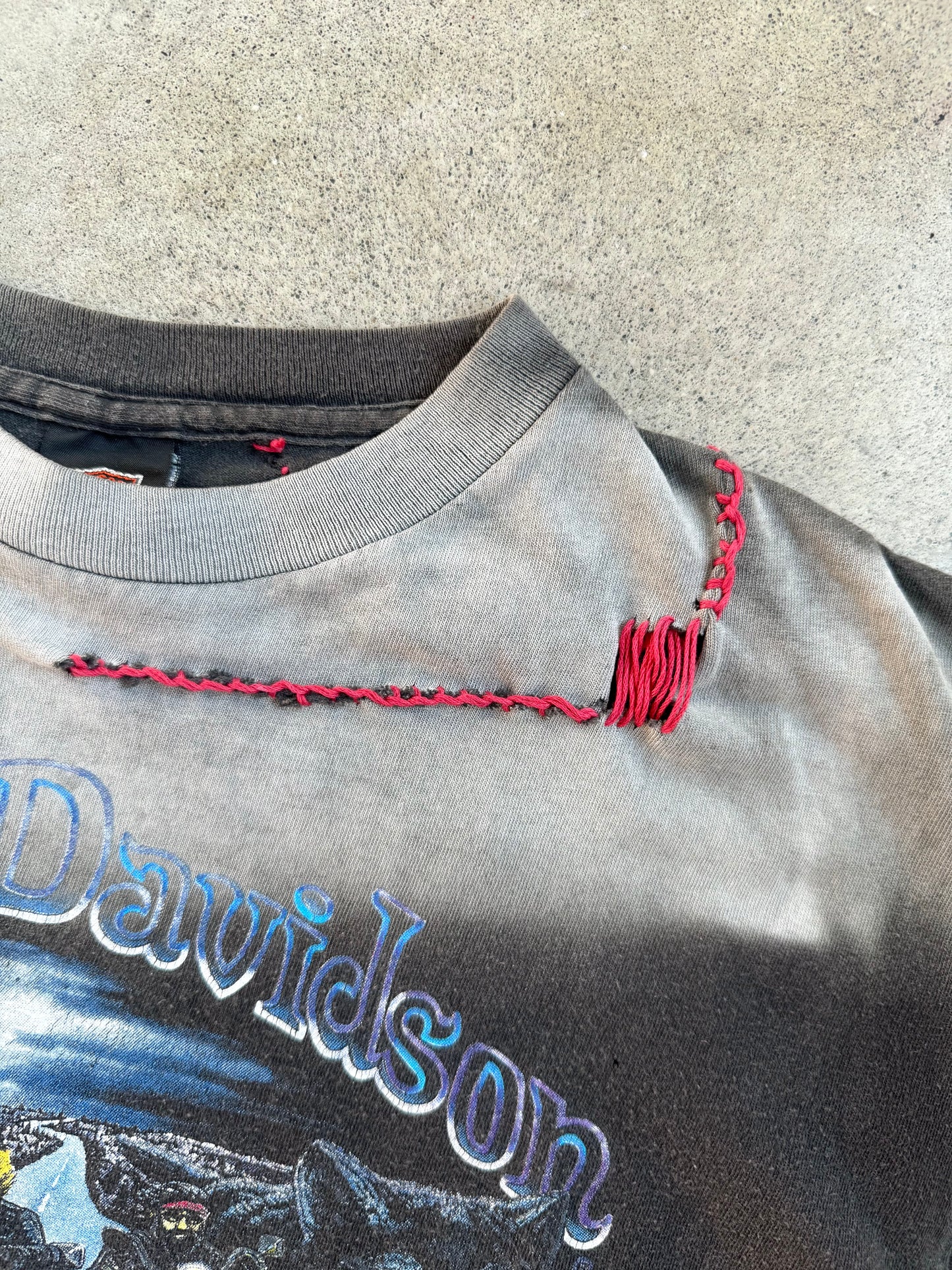 Vintage 1990s Harley Davidson “Wild at Heart” A.D. Farrow Columbus Distressed Graphic Tee | Large