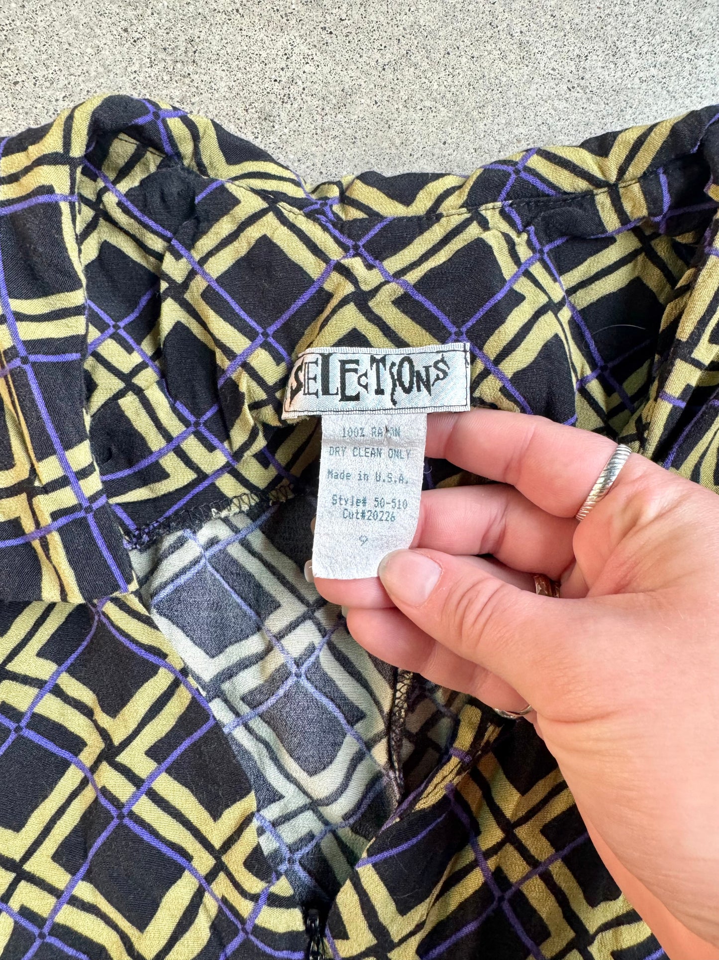 Vintage Selections Geometric Print Sleeveless Zip-Front Romper | S/M