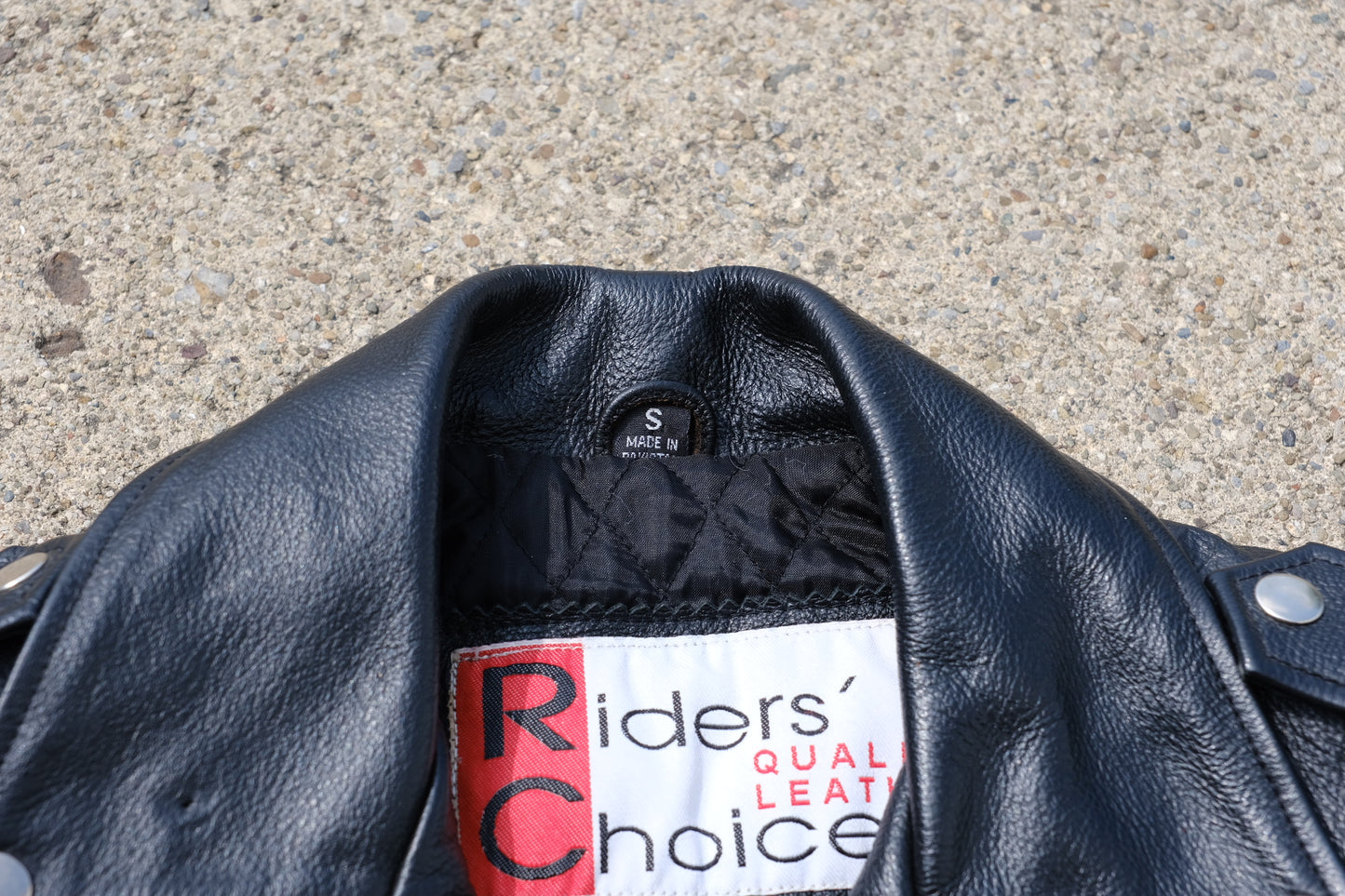 Vintage Riders' Choice Black Leather Cropped Motorcycle Jacket