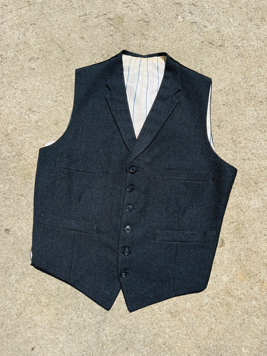 Vintage 1940s Charcoal Wool Waistcoat | S/M