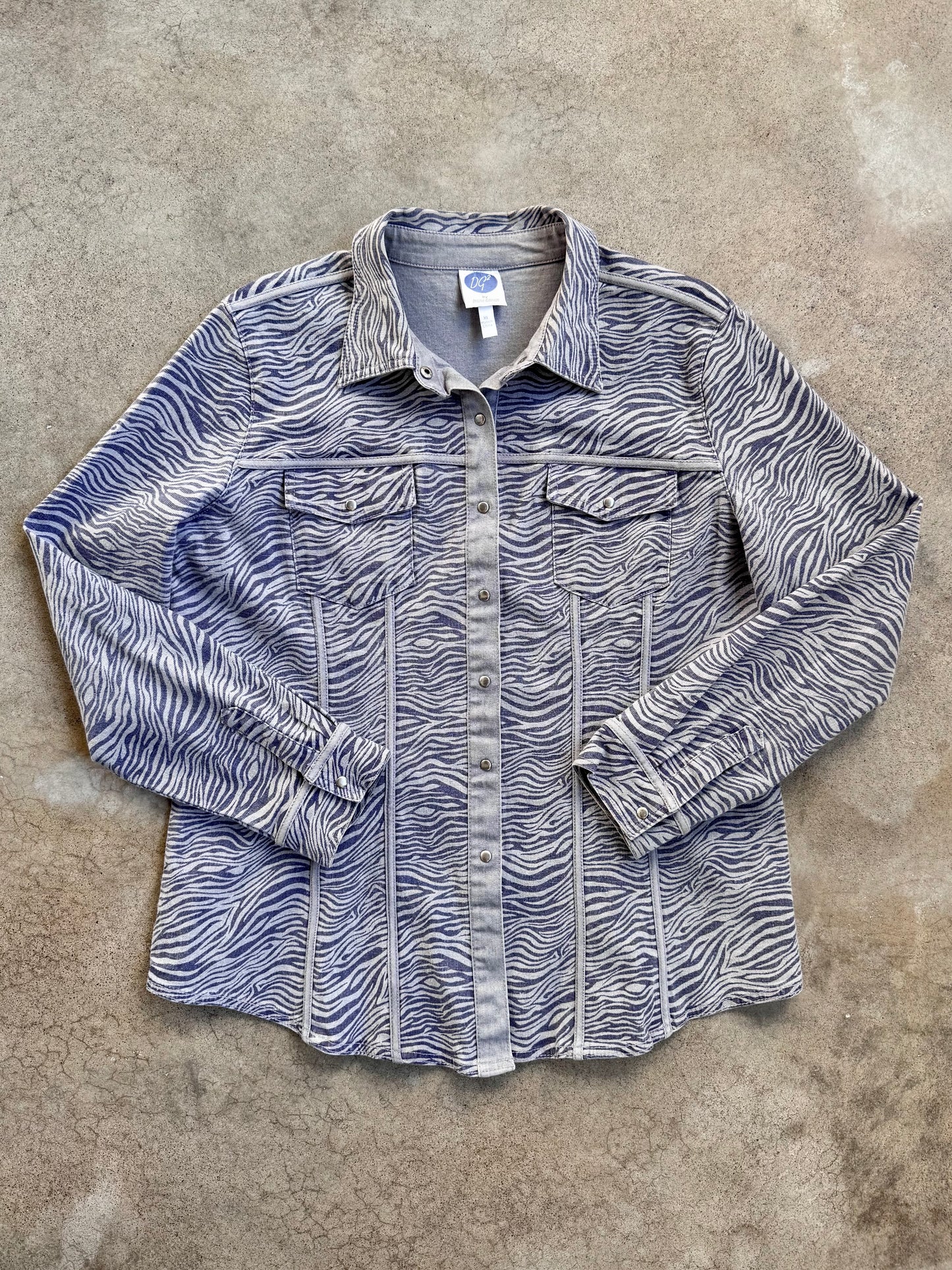 2000s Diane Gilman DG2 Zebra Print Denim Shirt Jacket | XL