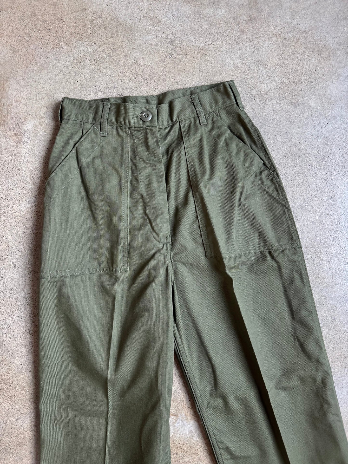 Vintage 1980s Military Issue Green Utility Trousers | Waist 24”