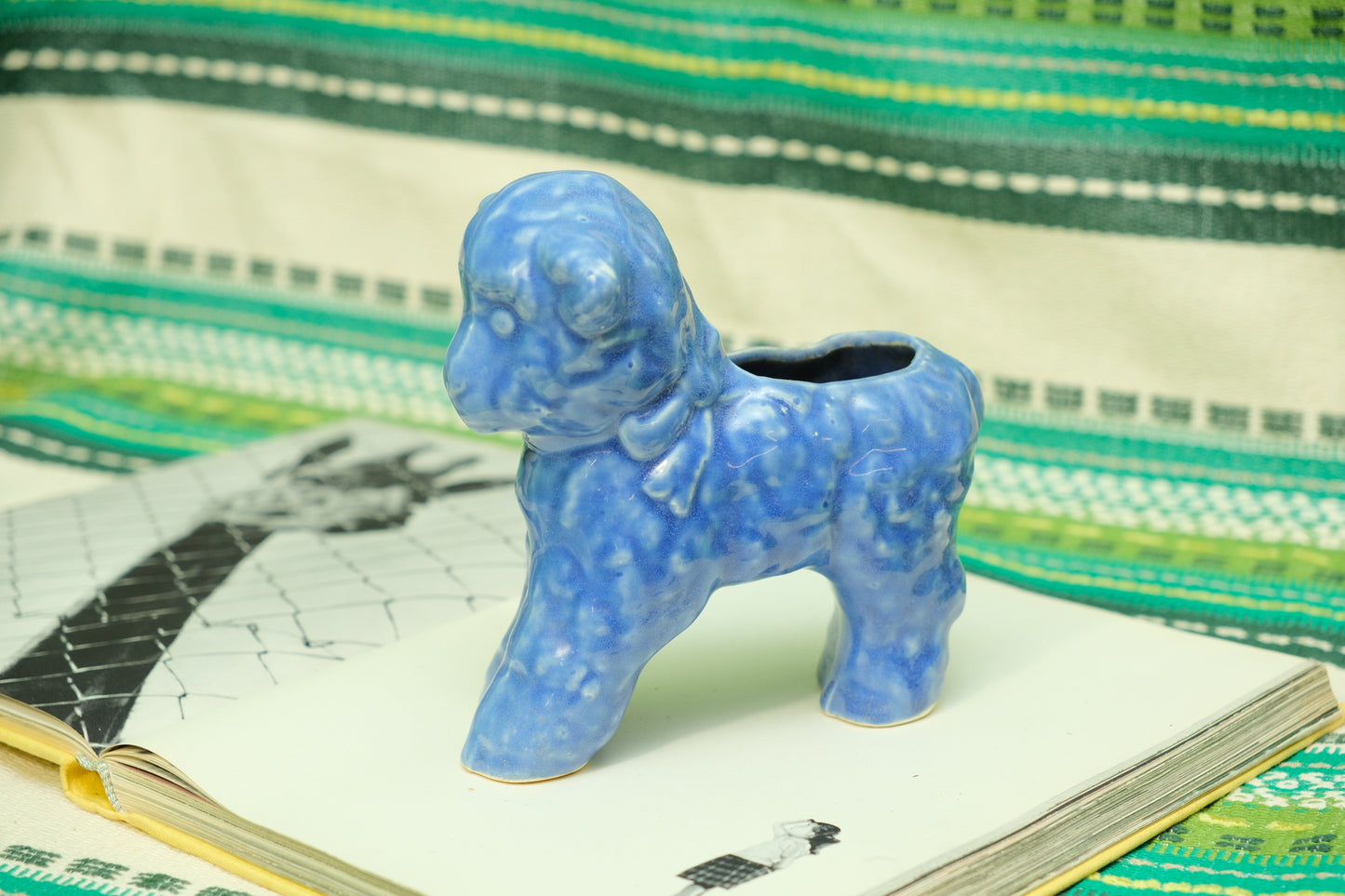 Vintage Ceramic Blue Lamb Planter